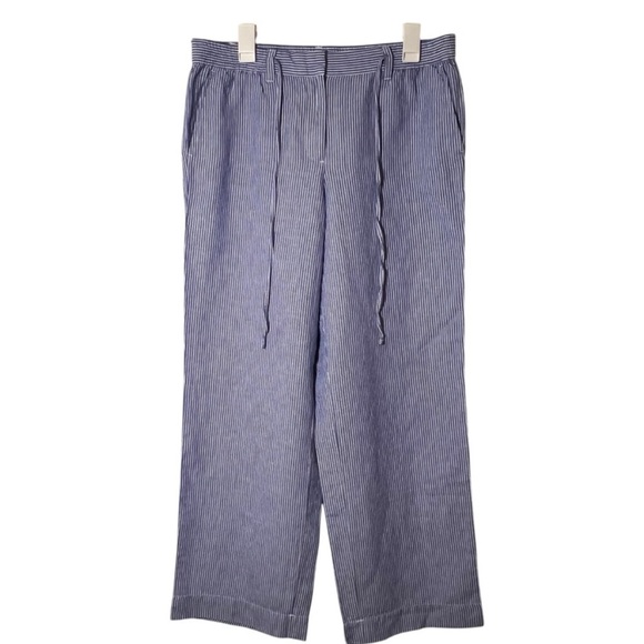 Talbots. XL. Linen Wide Leg. Denim with white stripe. Drawstring. - Picture 1 of 4